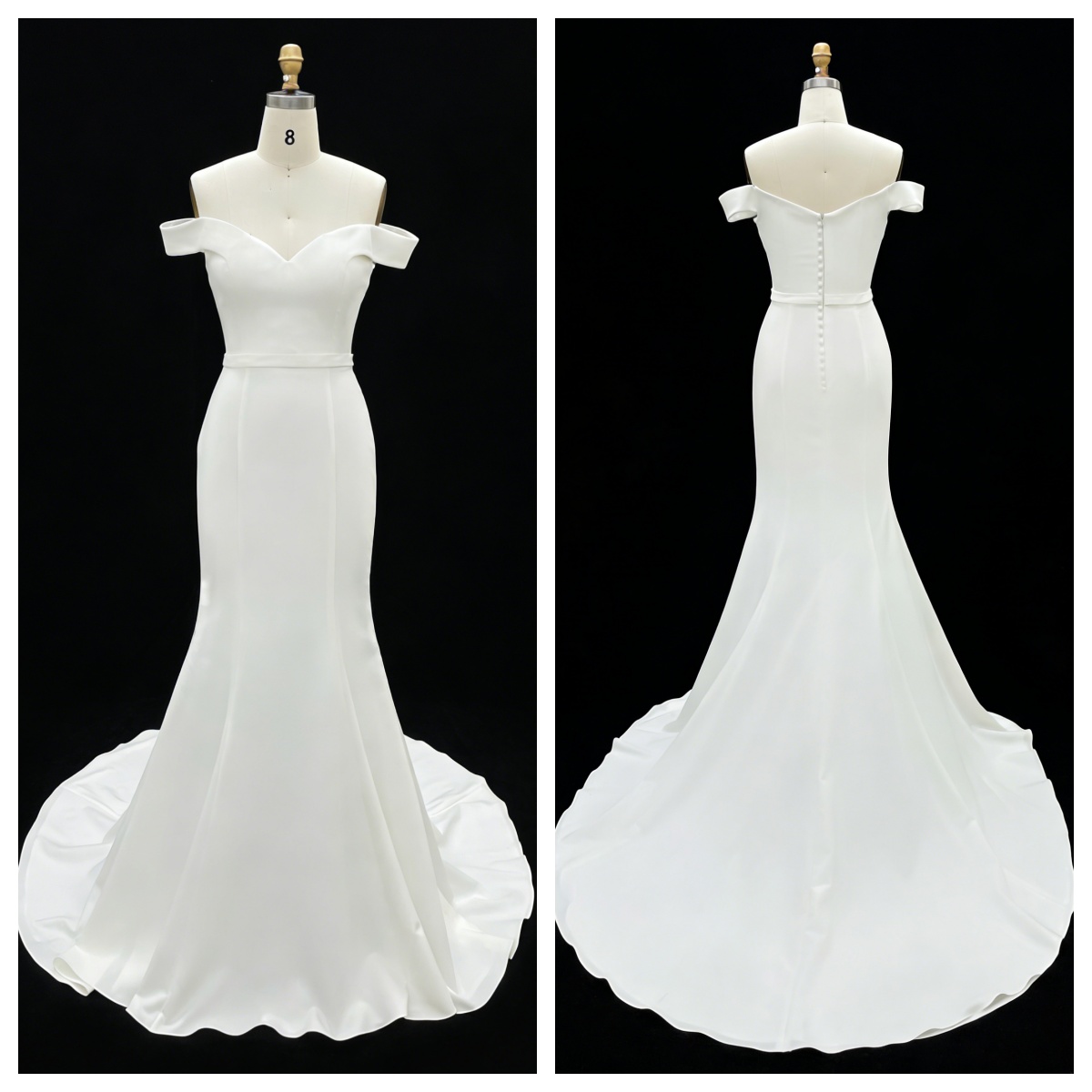 2026 Elegant Classic V-neck Mermaid Floor-Length Wedding Dresses with Straps Simple White Ivory Satin Bridal Gown