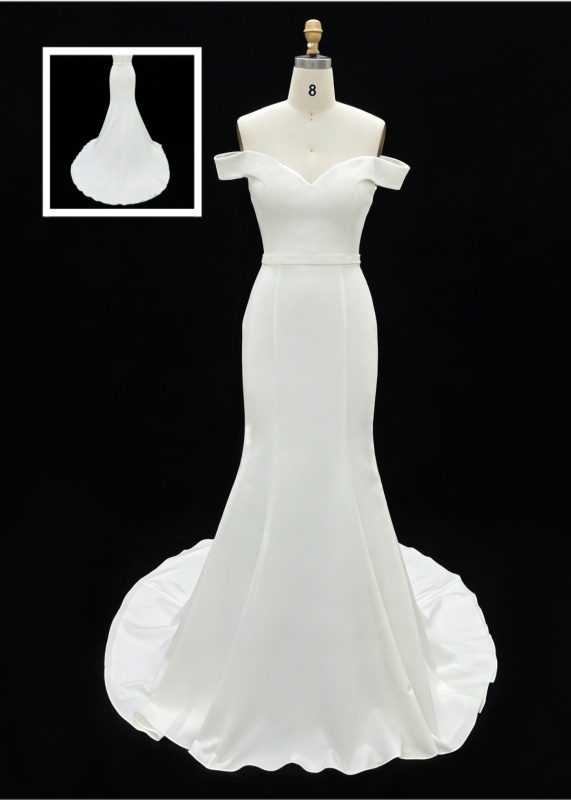 2026 Elegant Classic V-neck Mermaid Floor-Length Wedding Dresses with Straps Simple White Ivory Satin Bridal Gown