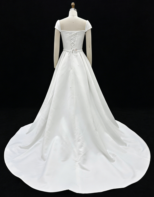 2026 New Custom Classic Elegant Sweetheart Backless Mermaid Floor-Length Satin Fabric Bridal Wedding Dress Simple Civil Wedding