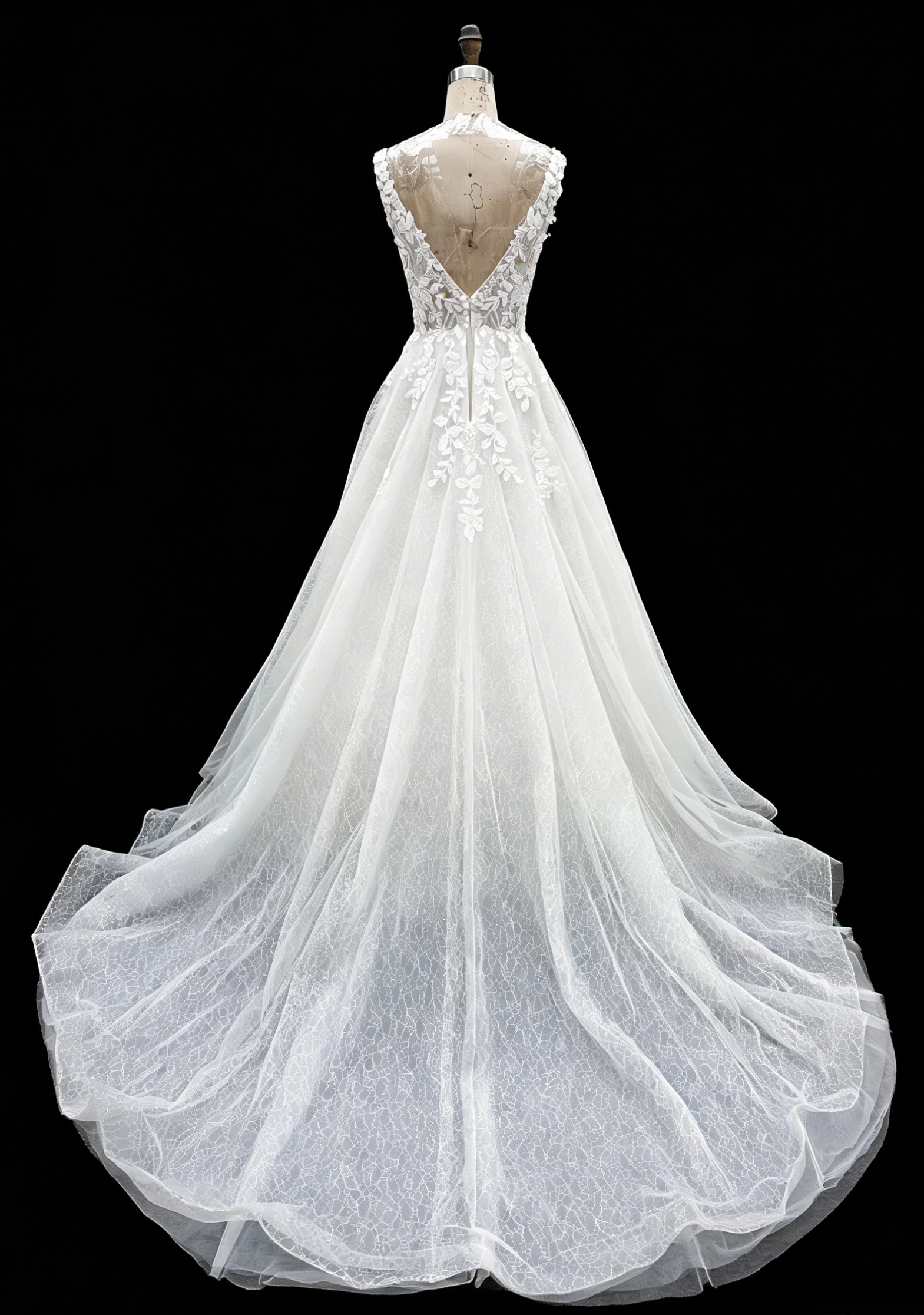 2026 New Custom Classic Elegant V-neck Backless Floor-Length A-line Bridal Wedding Dress Embroidery for Simple Civil Wedding