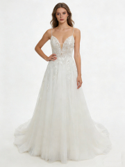 Wedding Dresses for Brides a Line Fashion Design with Lace up Back Sleeveless Embroidery Bridal Floor-Length Wedding Gown