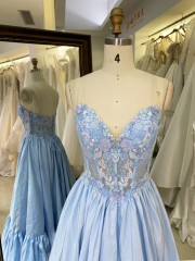 2026 Factory Wholesale Elegant Long Prom Dresses with Embroidery Flowers Evening Dresses Floor-length Evening Party Dress