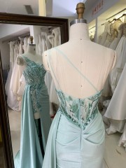 Elegant A-Line One-should with Special Design Beautiful Floor Length Dressed Evening Dress with High Slit