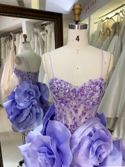 Wholesale Elegant Princess Flower Short Prom Dress with Sequins Mini Homecoming Dress with Zipper Back