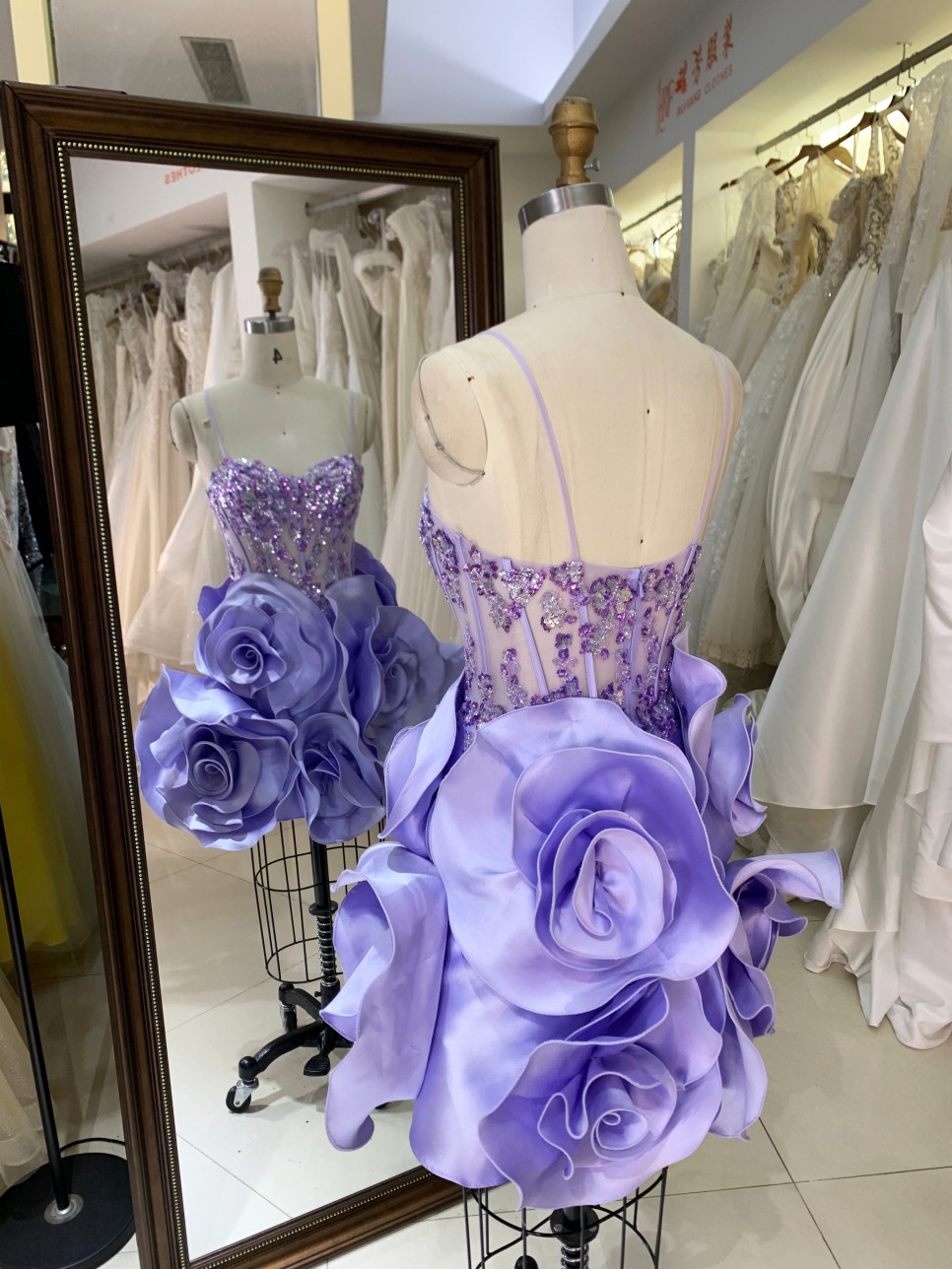 Wholesale Elegant Princess Flower Short Prom Dress with Sequins Mini Homecoming Dress with Zipper Back