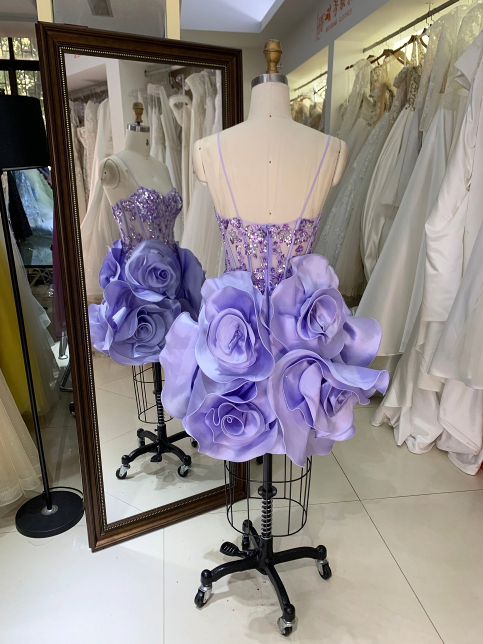 Wholesale Elegant Princess Flower Short Prom Dress with Sequins Mini Homecoming Dress with Zipper Back