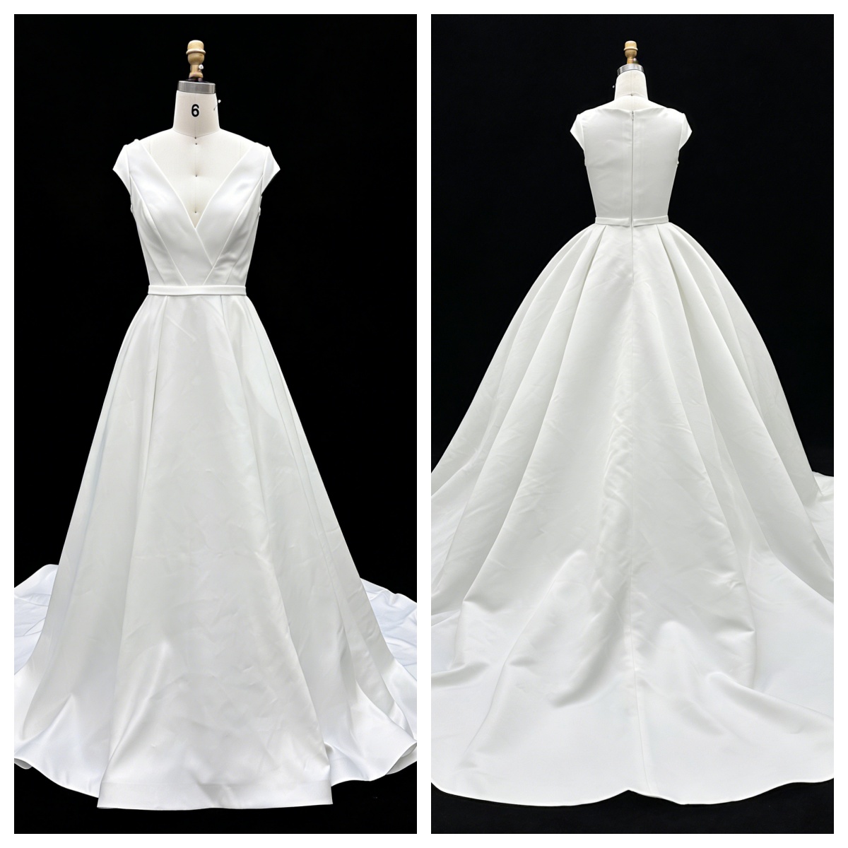 Wholesale White Satin A-Line Zipper-Up Back Bridal Dress with Natural Waistline Embroidery Party Style for Wedding