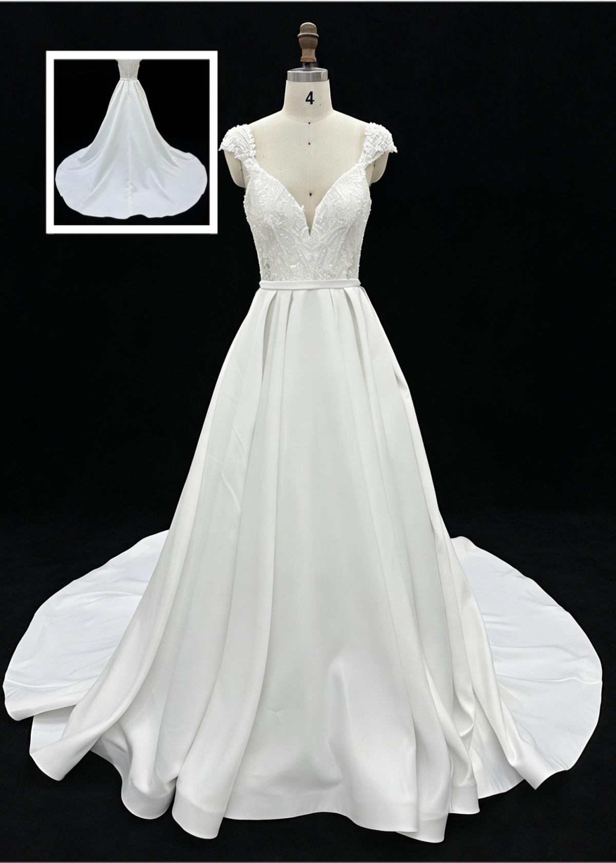 Wholesale White Satin A-Line Zipper-Up Back Bridal Dress with Natural Waistline Embroidery Party Style for Wedding