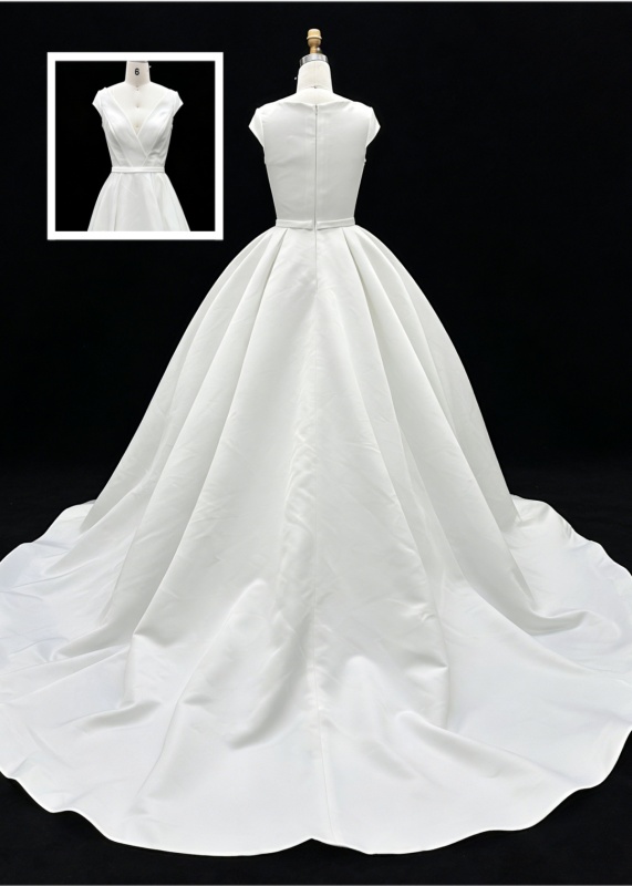 Wholesale White Satin A-Line Zipper-Up Back Bridal Dress with Natural Waistline Embroidery Party Style for Wedding