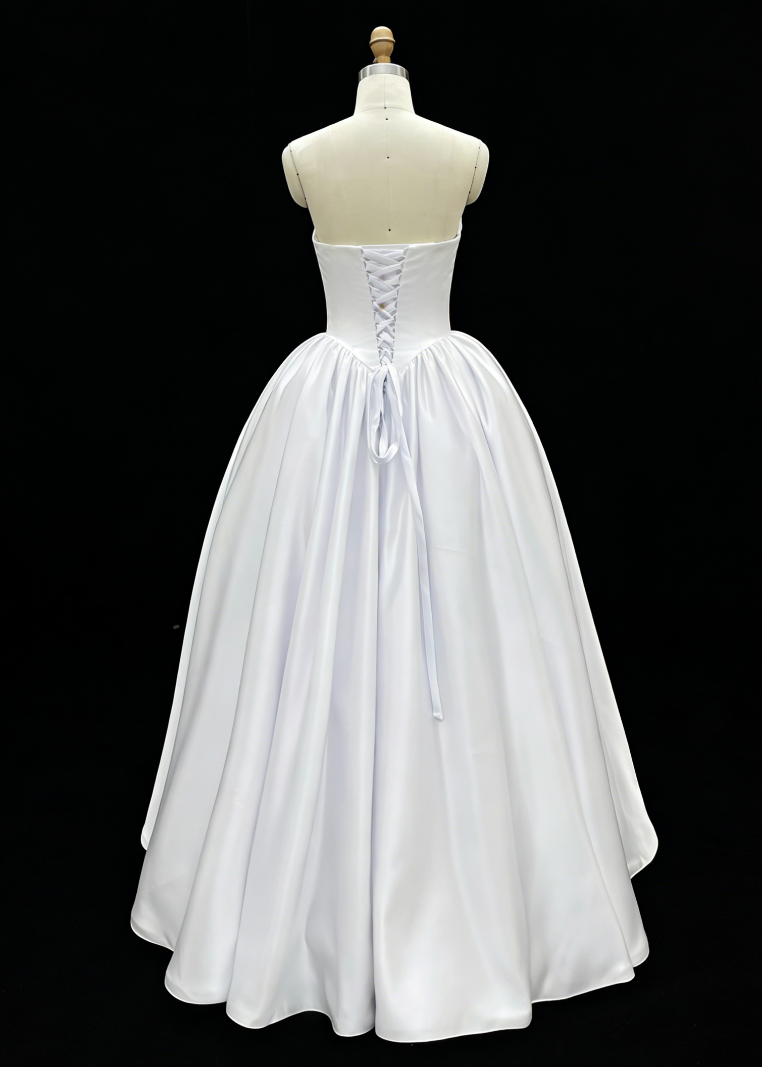 Wholesale White Satin A-Line Ball Gown Lace-Up Back Bridal Dresses for Wedding Party Natural Waistline Embroidery Built-in Bra