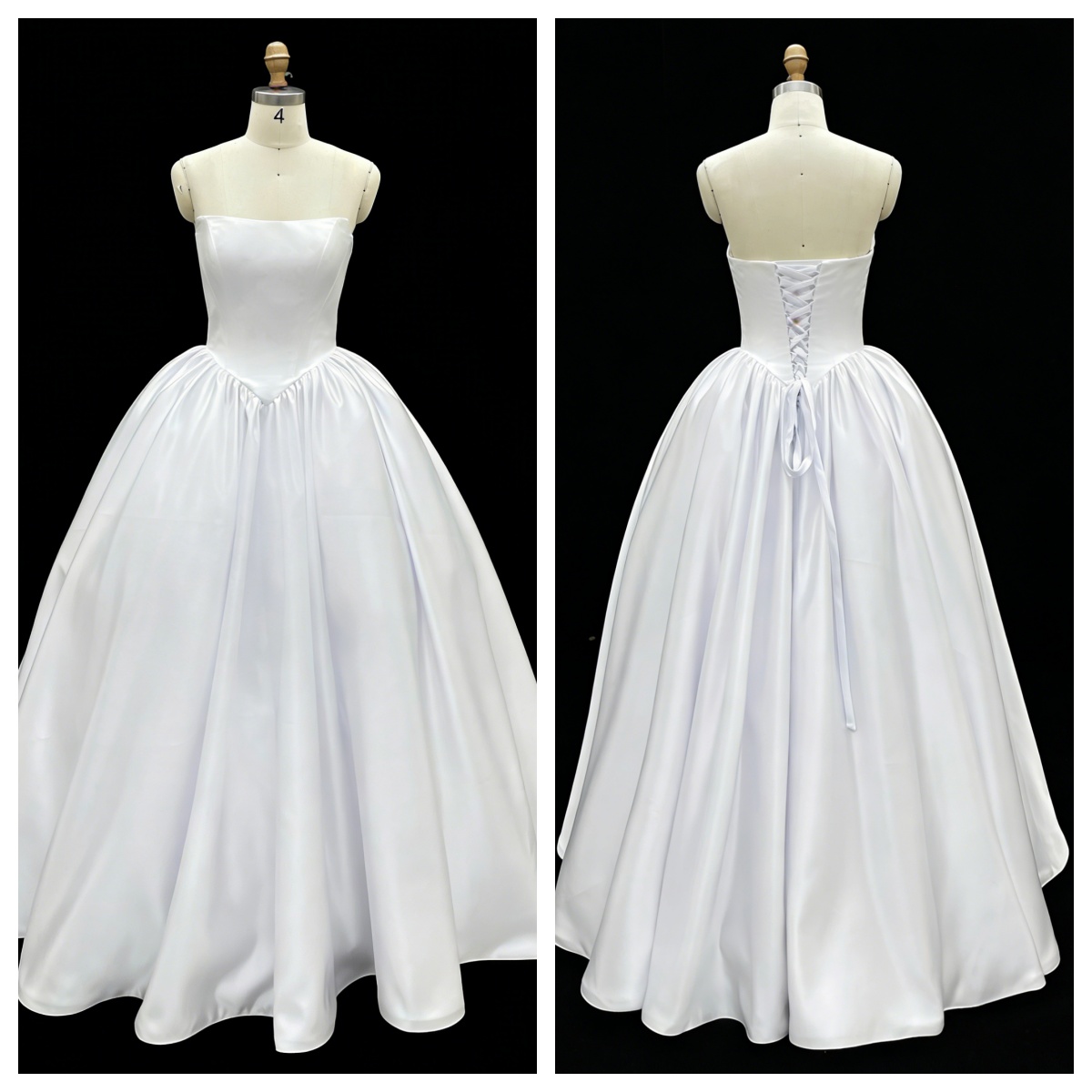 Wholesale White Satin A-Line Ball Gown Lace-Up Back Bridal Dresses for Wedding Party Natural Waistline Embroidery Built-in Bra