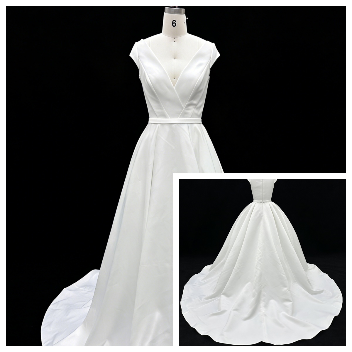 Wholesale White Satin A-Line Zipper-Up Back Bridal Dress with Natural Waistline Embroidery Party Style for Wedding