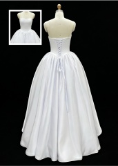 Wholesale White Satin A-Line Ball Gown Lace-Up Back Bridal Dresses for Wedding Party Natural Waistline Embroidery Built-in Bra