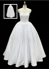 Wholesale White Satin A-Line Ball Gown Lace-Up Back Bridal Dresses for Wedding Party Natural Waistline Embroidery Built-in Bra