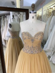 Long Evening Dresses Luxury A-Line Sweetheart Neckline With Beads and Stones Wedding for Ladies