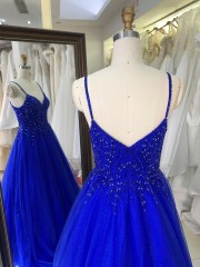 2026 Navy Blue Wholesale with Embroidery Beading Ruffle Skirt a Line Prom Dress Zipper Back
