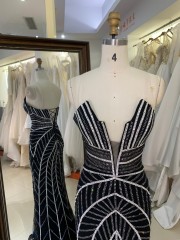 Wholesale Shiny Satin Fabric Sexy Evening Party Dress with High Slit Clubwear Evening Long Party Dress