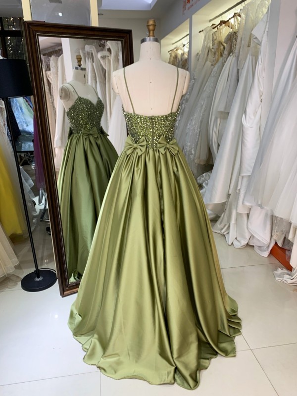 New Dress Embroidery Flower Boning Sage Elegant Wholesale Long Ball Gown Prom Dress