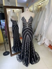 Wholesale Shiny Satin Fabric Sexy Evening Party Dress with High Slit Clubwear Evening Long Party Dress