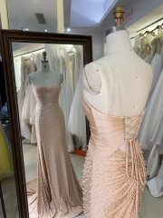 New Luxury Chain Beading Prom Dresses Princess Black Long Gowns Evening Dresses Women Dress Prom