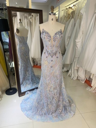 New Luxury Chain Beading Prom Dresses Princess Black Long Gowns Evening Chinese Prom Dress