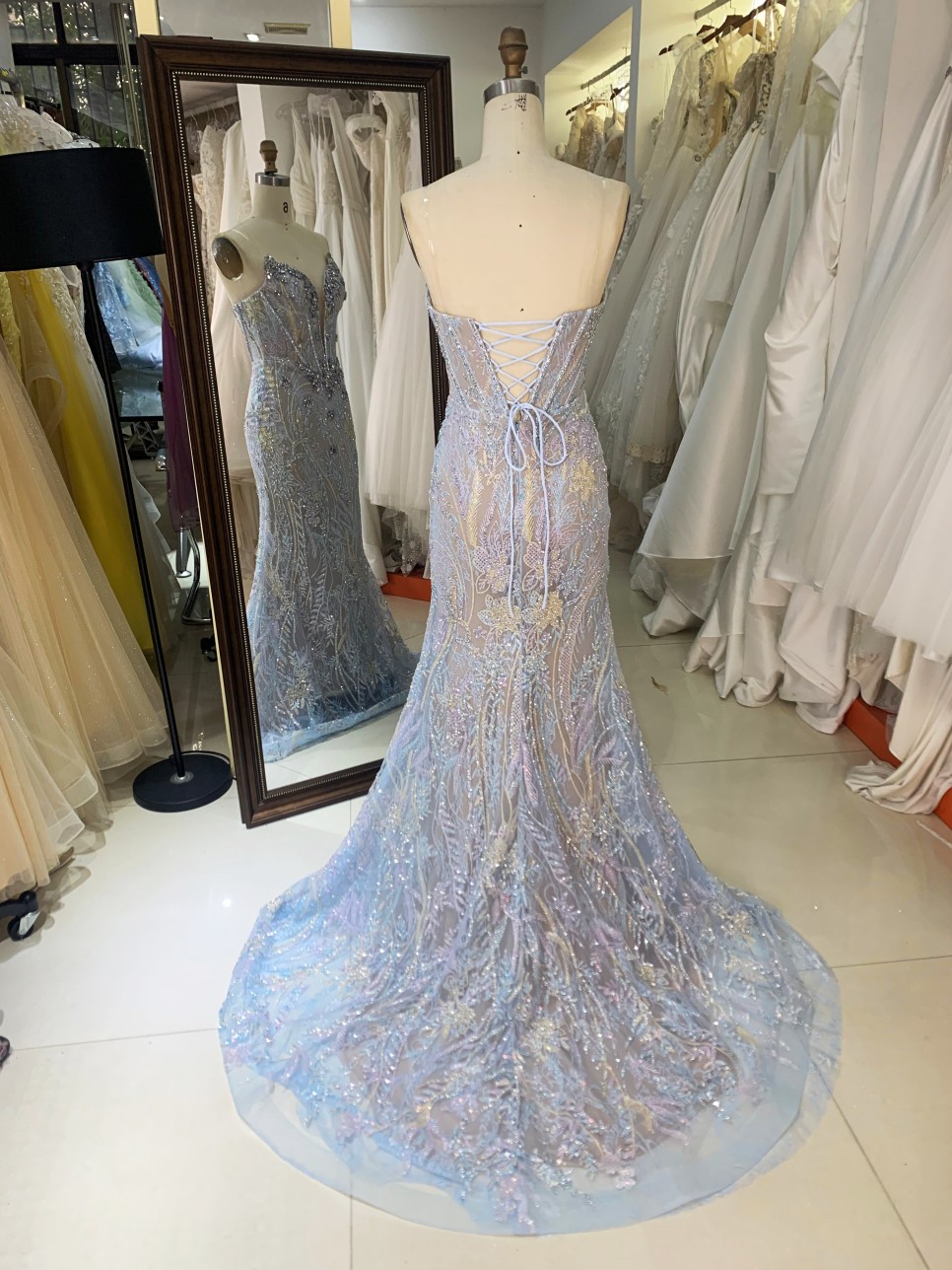 New Luxury Chain Beading Prom Dresses Princess Black Long Gowns Evening Chinese Prom Dress