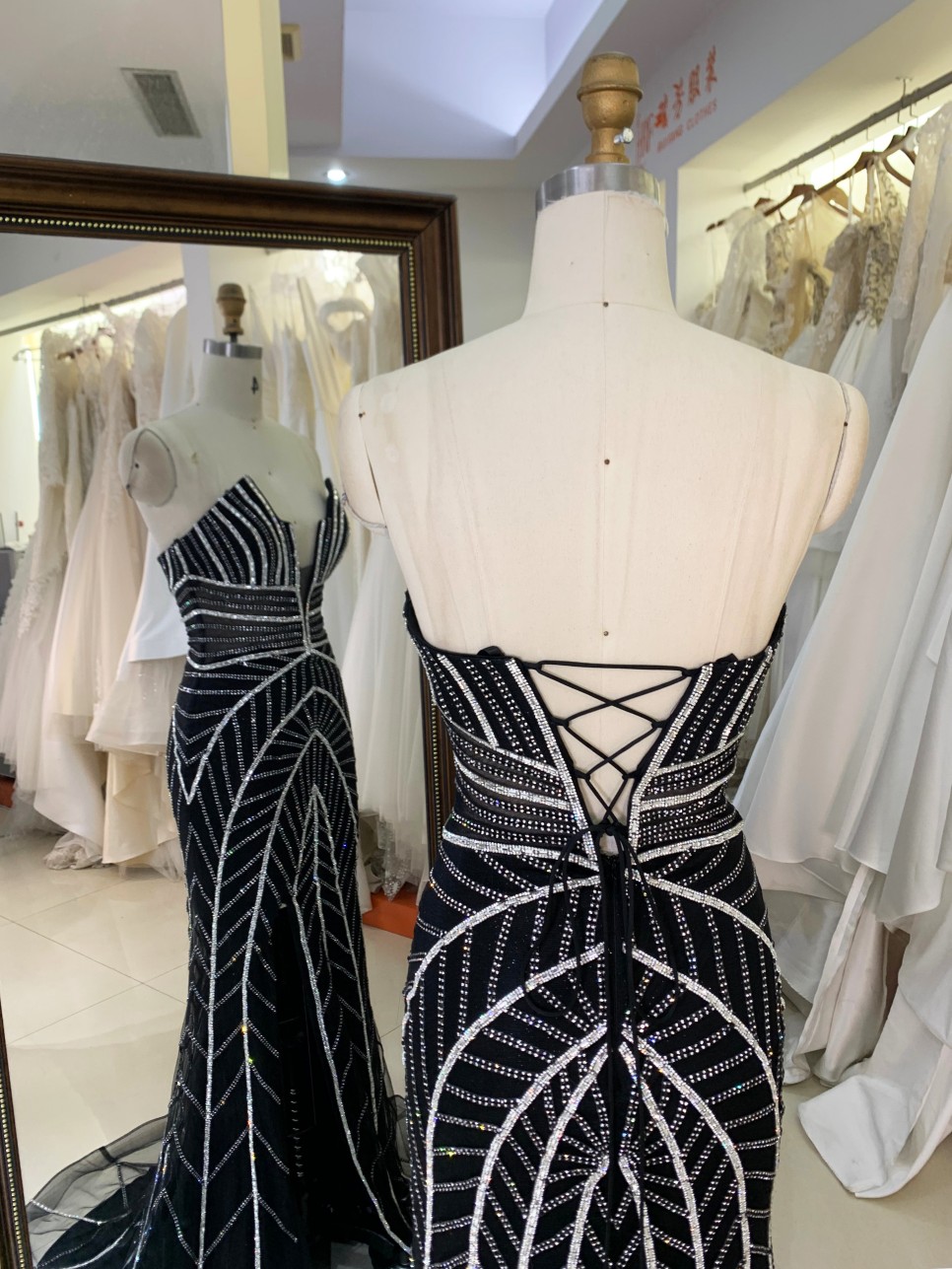 Wholesale Shiny Satin Fabric Sexy Evening Party Dress with High Slit Clubwear Evening Long Party Dress