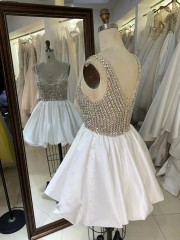 New Short Luxury Bling Shining Full Dress Popular Crystal Bodice Applique Party Homecoming Gowns for Teenagers Garment