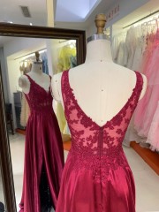 Burgundy Floor Length Wide Straps V Back Sleeveless Formal Prom Dresses Elegant Evening Dresses for Women