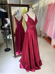 Burgundy Floor Length Wide Straps V Back Sleeveless Formal Prom Dresses Elegant Evening Dresses for Women
