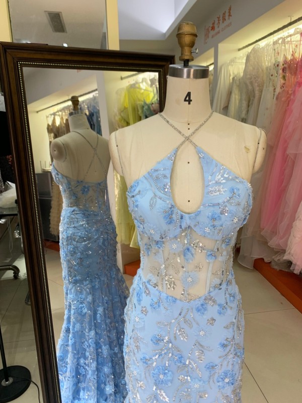 New Styles Floral Evening Dress American New Party Sequin Mermaid Evening Dresses Women Evening Gown