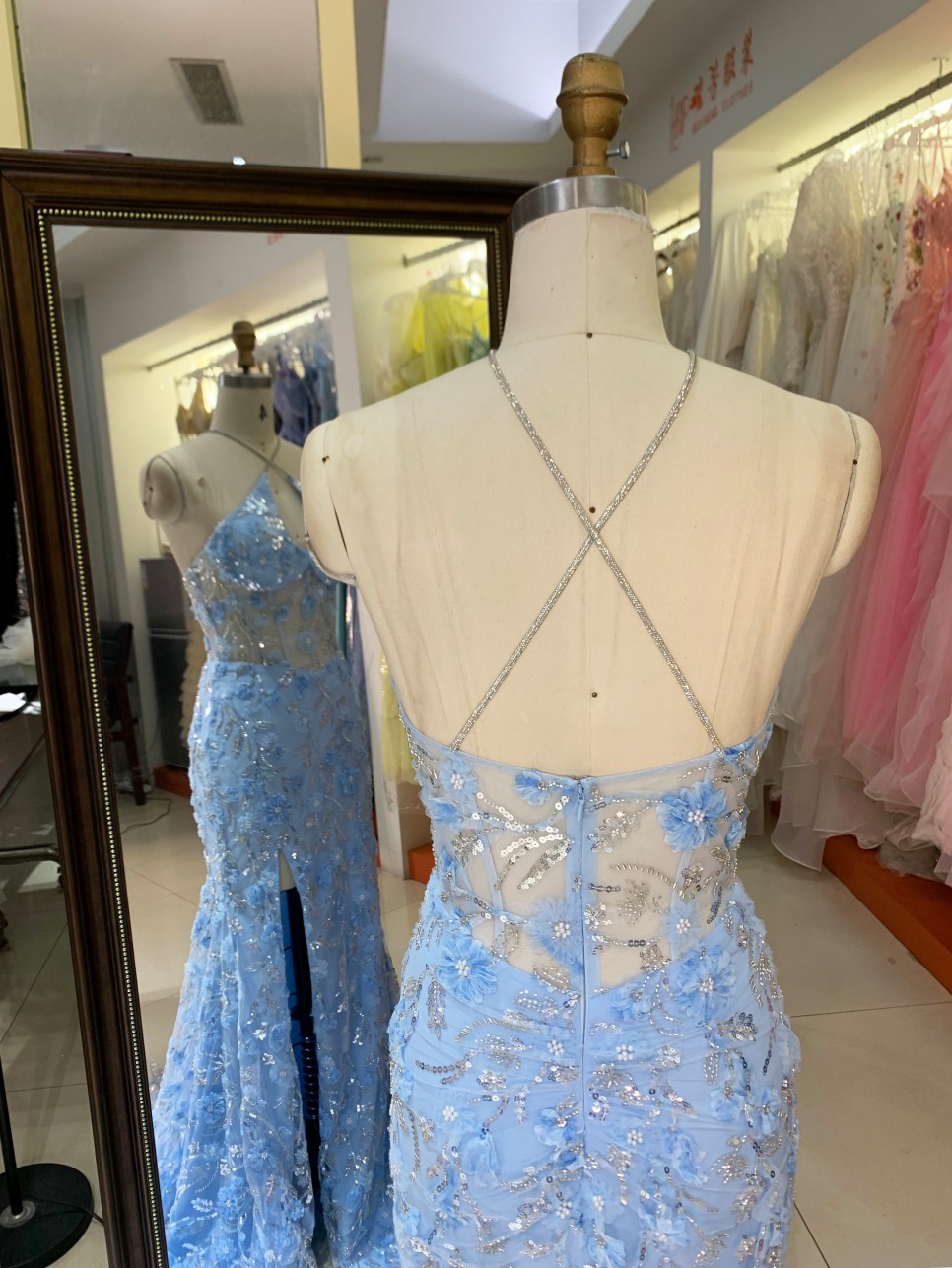 New Styles Floral Evening Dress American New Party Sequin Mermaid Evening Dresses Women Evening Gown