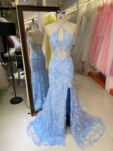 New Styles Floral Evening Dress American New Party Sequin Mermaid Evening Dresses Women Evening Gown