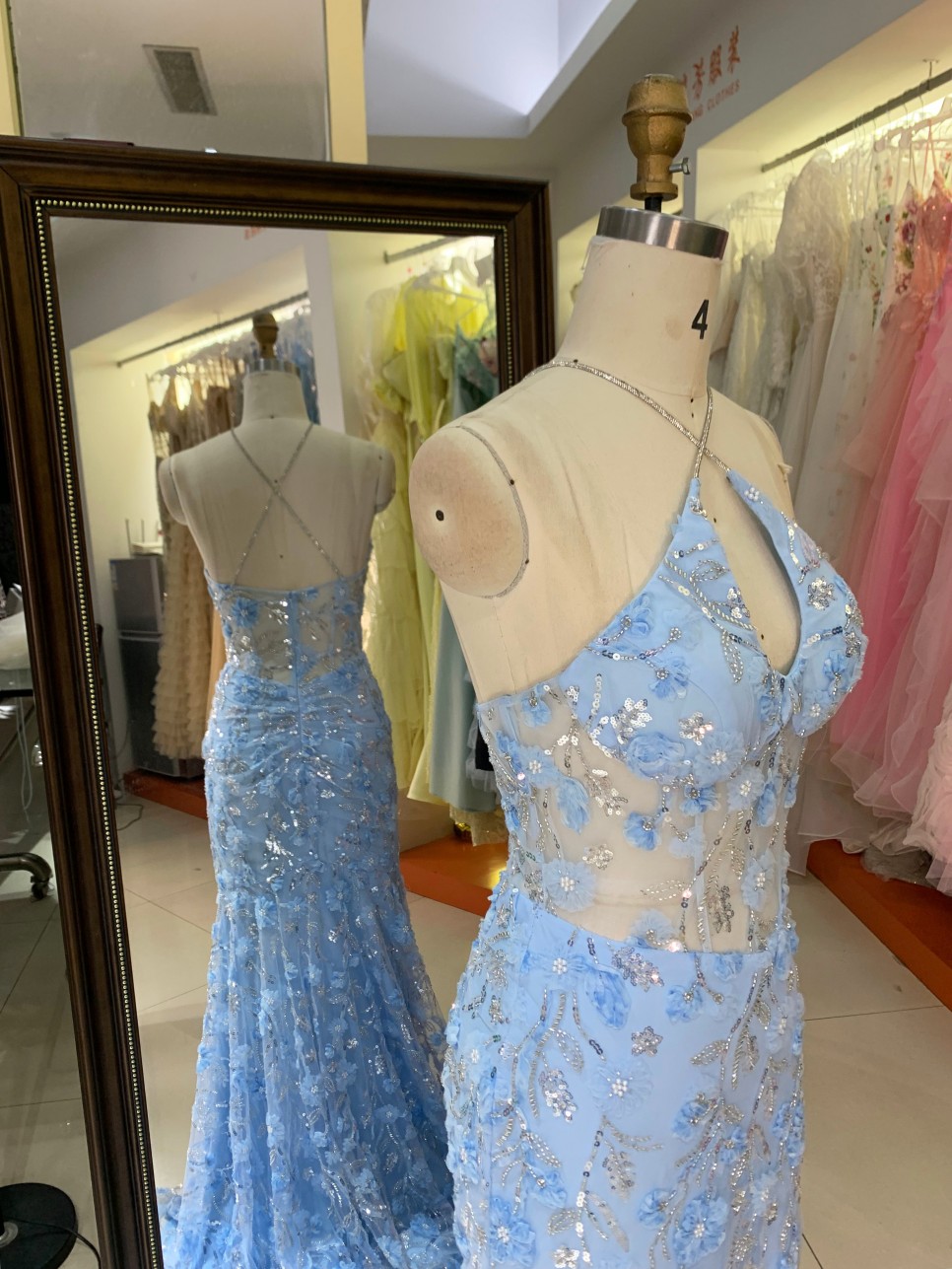 New Styles Floral Evening Dress American New Party Sequin Mermaid Evening Dresses Women Evening Gown