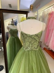 2026 Green Colors Elegant A-Line Ball Gown Floor-Length Party Evening Dress with Zipper Back for Women