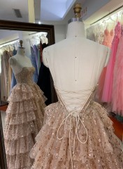 2026 A-Line Tulle Corset Dress Slit Satin Fabric Off-the-Shoulder Appliques Lace Court Train Sequined