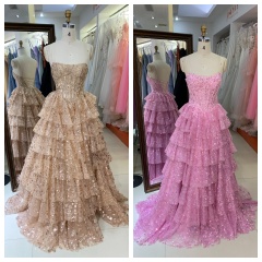 2026 A-Line Tulle Corset Dress Slit Satin Fabric Off-the-Shoulder Appliques Lace Court Train Sequined