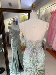 2026 Wholesale Beading Sequin Embroidered Stain Long Gown Fashion Elegant Evening Dresses With High Slit
