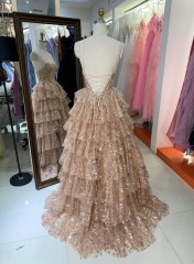 2026 A-Line Tulle Corset Dress Slit Satin Fabric Off-the-Shoulder Appliques Lace Court Train Sequined