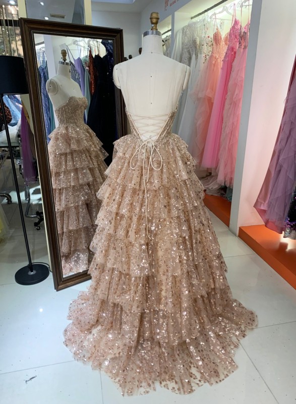 2026 A-Line Tulle Corset Dress Slit Satin Fabric Off-the-Shoulder Appliques Lace Court Train Sequined