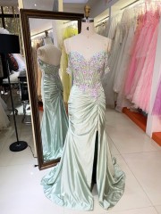 2026 Wholesale Beading Sequin Embroidered Stain Long Gown Fashion Elegant Evening Dresses With High Slit