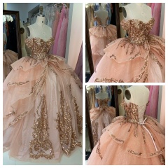 2026 Luxury Ball Gown Fashion Off Shoulder Sweetheart Corset Pink Quinceanera Ball Gowns