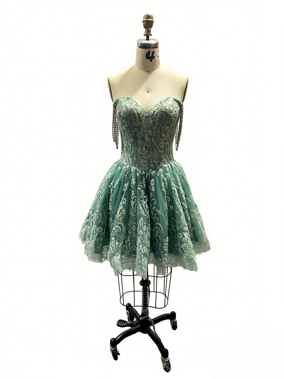 Glittering Green Quinceanera Dresses Gold Lace Appliques Birthday Party Ball Gown Corset