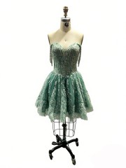 Glittering Green Quinceanera Dresses Gold Lace Appliques Birthday Party Ball Gown Corset