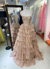 2026 A-Line Tulle Corset Dress Slit Satin Fabric Off-the-Shoulder Appliques Lace Court Train Sequined