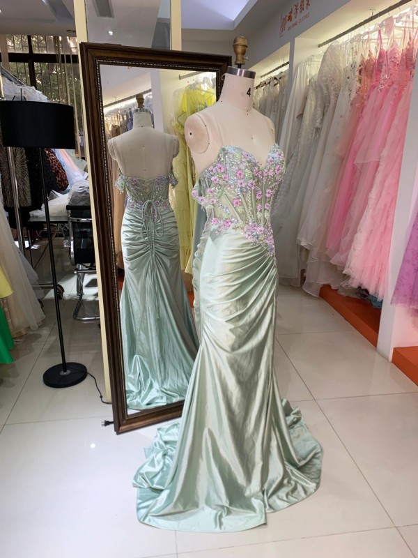 2026 Wholesale Beading Sequin Embroidered Stain Long Gown Fashion Elegant Evening Dresses With High Slit