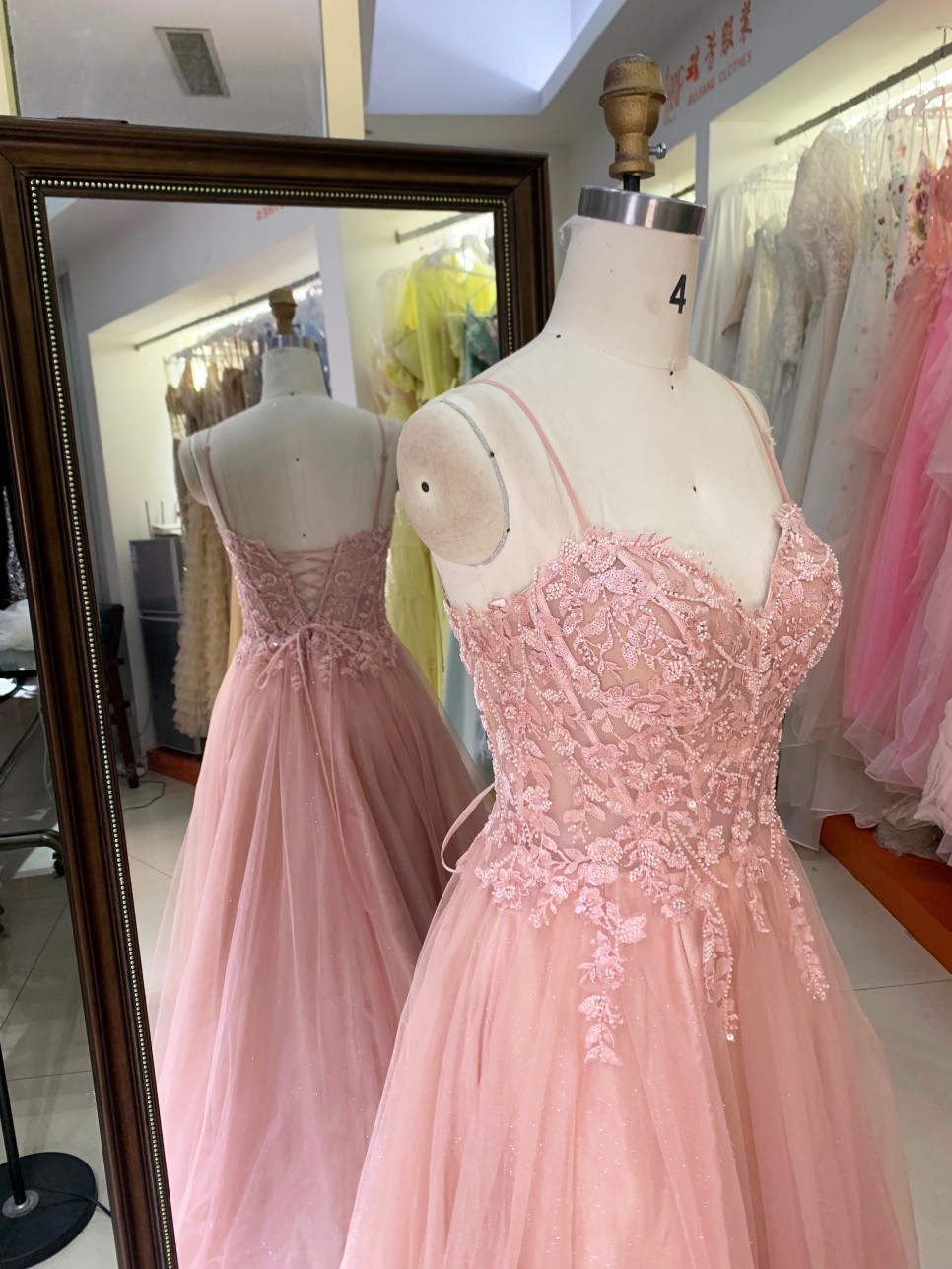 Custom Size Elegant Hand Embroidered Chiffon Tulle Fluffy Spaghetti Strap Evening Party Dress Matric Farewell Dresses Evening