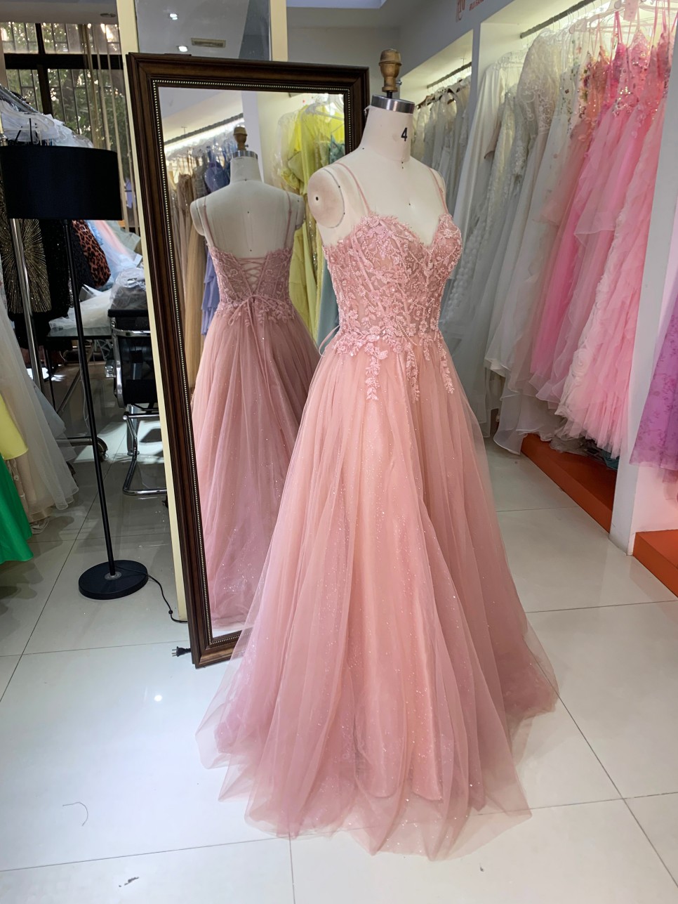 Custom Size Elegant Hand Embroidered Chiffon Tulle Fluffy Spaghetti Strap Evening Party Dress Matric Farewell Dresses Evening
