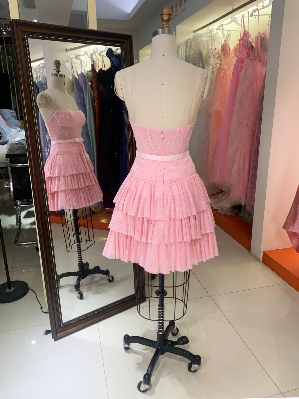 Premium A-Line Rhinestone Short Homecoming Dress Sweetheart Bow Evening Gown High Quality for Boutique Wholesaler