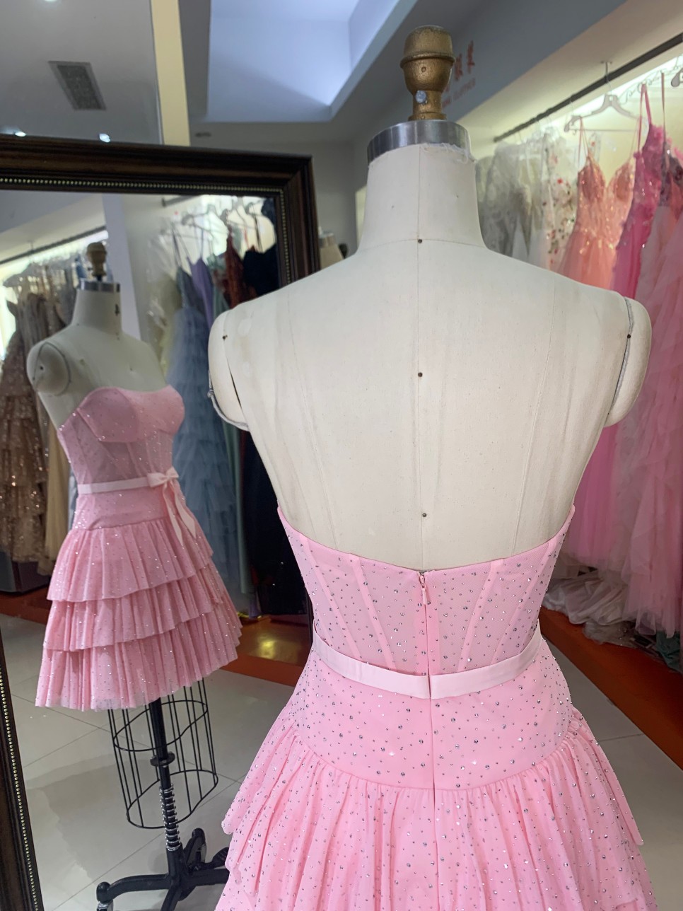 Premium A-Line Rhinestone Short Homecoming Dress Sweetheart Bow Evening Gown High Quality for Boutique Wholesaler